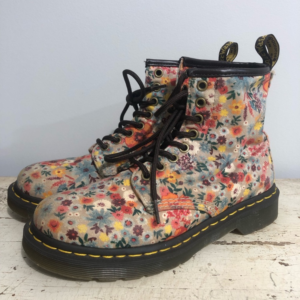 Dr. Martens Floral Lace-Up Boots in Multicolor Print